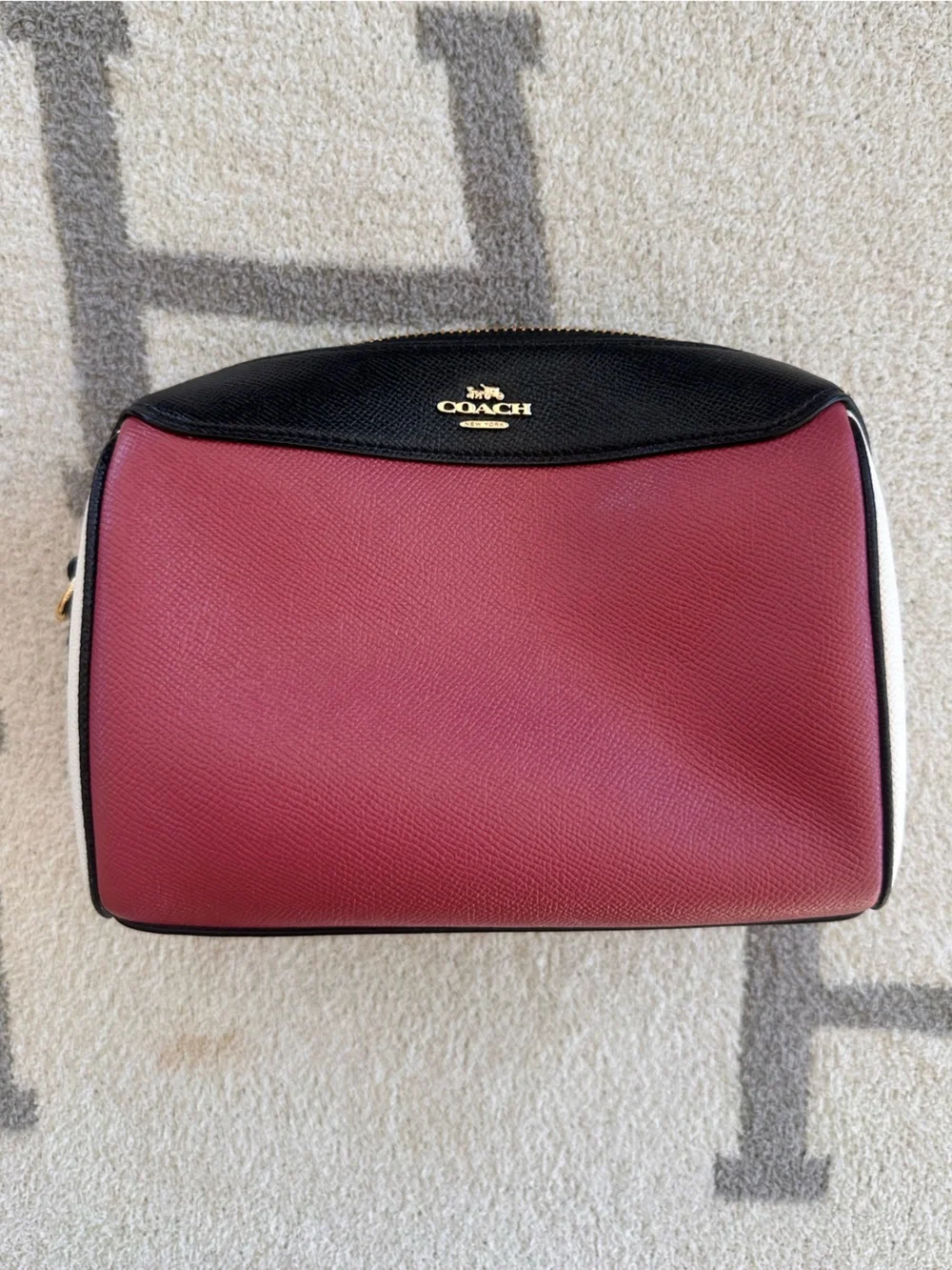COACH Pink and Black Leather Crossbody with Gold Logo